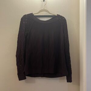 LOFT Deep Purple Cable Knit Button Sweater